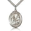 Sterling Silver 1in St Zita Medal & 24in Chain