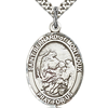 Sterling Silver 1in St Bernard Medal & 24in Chain