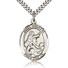 Sterling Silver 1in St Colette Medal & 24in Chain
