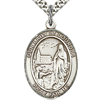 Sterling Silver 1in Our Lady of Lourdes Medal & 24in Chain