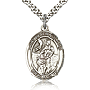 Sterling Silver 1in St Peter Nolasco Medal & 24in Chain