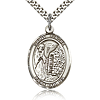 Sterling Silver 1in St Fiacre Medal & 24in Chain