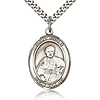 Sterling Silver 1in St Pius X Medal & 24in Chain