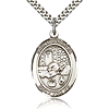 Sterling Silver 1in St Rosalia Medal & 24in Chain