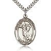 Sterling Silver 1in St Paul of the Cross Medal & 24in Chain