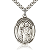 Sterling Silver 1in St Wolfgang Medal & 24in Chain