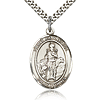 Sterling Silver 1in St Cornelius Medal & 24in Chain