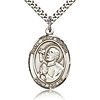Sterling Silver 1in St Rene Goupil Medal & 24in Chain