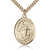 Gold Filled 1in St Clement Medal & 24in Chain