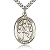 Sterling Silver 1in St Felicity Medal & 24in Chain