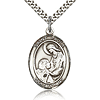 Sterling Silver 1in St Paula Medal & 24in Chain