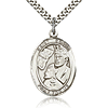 Sterling Silver 1in St Edwin Medal & 24in Chain