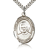 Sterling Silver 1in St Josemaria Escriva Medal & 24in Chain