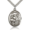 Sterling Silver 1in St Vitus Medal & 24in Chain