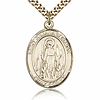 Gold Filled 1in St Juliana Medal & 24in Chain