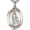 Sterling Silver 1in St Anne Medal & 24in Chain