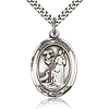Sterling Silver 1in St Rocco Medal & 24in Chain