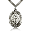Sterling Silver 1in St Theodora Guerin Medal & 24in Chain