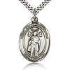 Sterling Silver 1in St Ivo Medal & 24in Chain