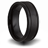 Black Ceramic 7mm Brushed Ring with Channels
