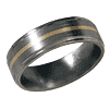 7mm Satin Titanium Band 14kt Yellow Gold Inlay and Flat Grooved Edges