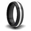 Black Zirconium 7mm Domed Ring with Sterling Silver Inlay