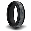 Black Zirconium 7mm Channel Ring with Greek Key Design