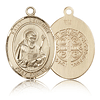 14k Yellow Gold 3/4in Oval St Benedict Medal