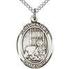 Sterling Silver 3/4in St Benjamin Medal & 18in Chain
