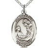 Sterling Silver 3/4in St Cecilia Medal & 18in Chain