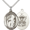 Sterling Silver 3/4in St Brendan & Navy Medal & 18in Chain