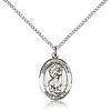 Sterling Silver 3/4in Oval St Christopher Medal & 18in Chain