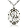 Sterling Silver 3/4in St David Medal & 18in Chain