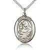 Sterling Silver 3/4in St Clare Medal & 18in Chain