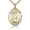 Gold Filled 3/4in Oval St Elizabeth Medal & 18in Chain