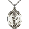 Sterling Silver 3/4in St Florian Medal & 18in Chain