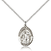 Sterling Silver 3/4in St Gabriel Medal & 18in Chain