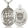 Sterling Silver 3/4in St George Coast Guard Medal & 18in Chain