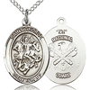 Sterling Silver 3/4in St George National Guard Medal & 18in Chain