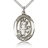 Sterling Silver 3/4in St Hubert Medal & 18in Chain