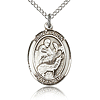 Sterling Silver 3/4in St Jason Medal & 18in Chain