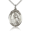 Sterling Silver 3/4in St Joan of Arc Medal & 18in Chain