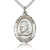 Sterling Silver 3/4in St John Bosco Medal & 18in Chain