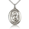 Sterling Silver 3/4in St John the Apostle Medal & 18in Chain