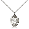 Sterling Silver 3/4in St Joseph Medal & 18in Chain