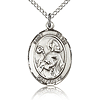 Sterling Silver 3/4in St Kevin Medal & 18in Chain