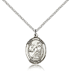 Sterling Silver 3/4in St Luke Medal & 18in Chain