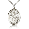 Sterling Silver 3/4in St Matthew Medal & 18in Chain