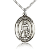 Sterling Silver 3/4in St Peregrine Medal & 18in Chain