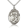 Sterling Silver 3/4in St Martin de Porres Medal & 18in Chain